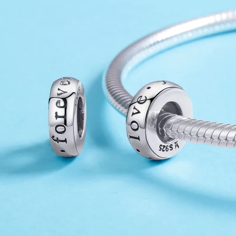 (imagine pentru) Pandora Style Argint Charm Spacer Te iubesc pentru totdeauna - SCC595 - Vizualizare 5