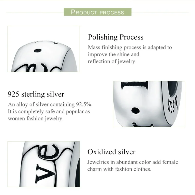 (imagine pentru) Pandora Style Argint Charm Spacer Te iubesc pentru totdeauna - SCC595 - Vizualizare 7