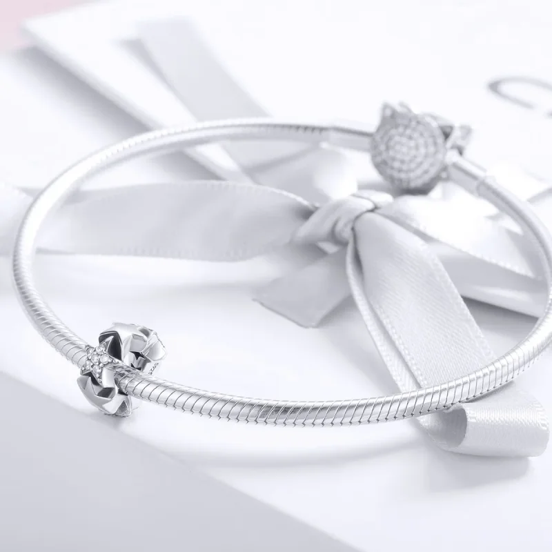 (imagine pentru) Pandora Style Inimă Separatoare din Argint cu Stele Mici - SCC929 - Vizualizare 3