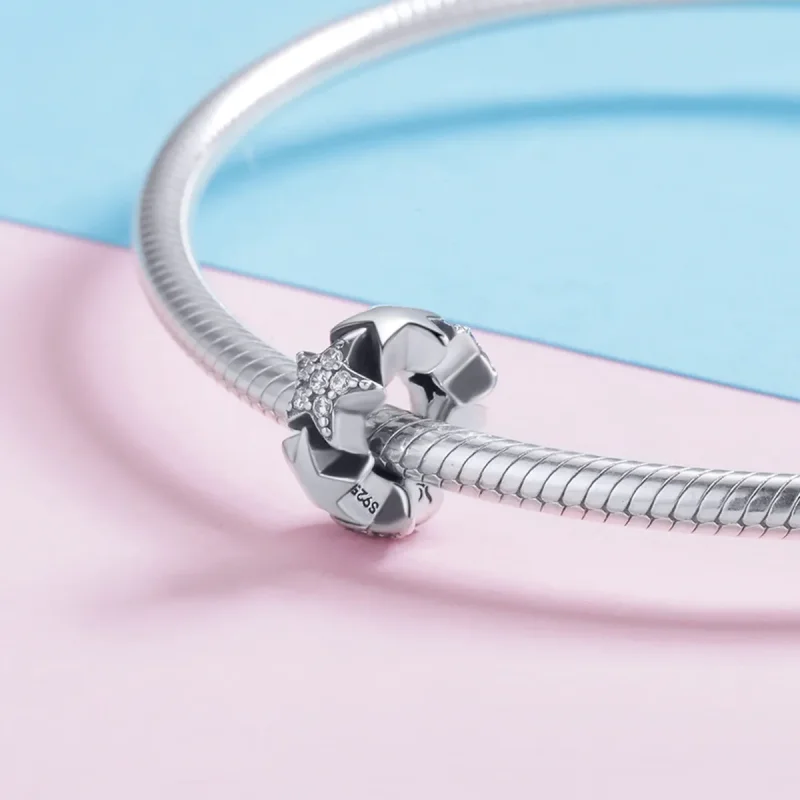 (imagine pentru) Pandora Style Inimă Separatoare din Argint cu Stele Mici - SCC929 - Vizualizare 4