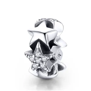 (imagine pentru) Pandora Style Inimă Separatoare din Argint cu Stele Mici - SCC929