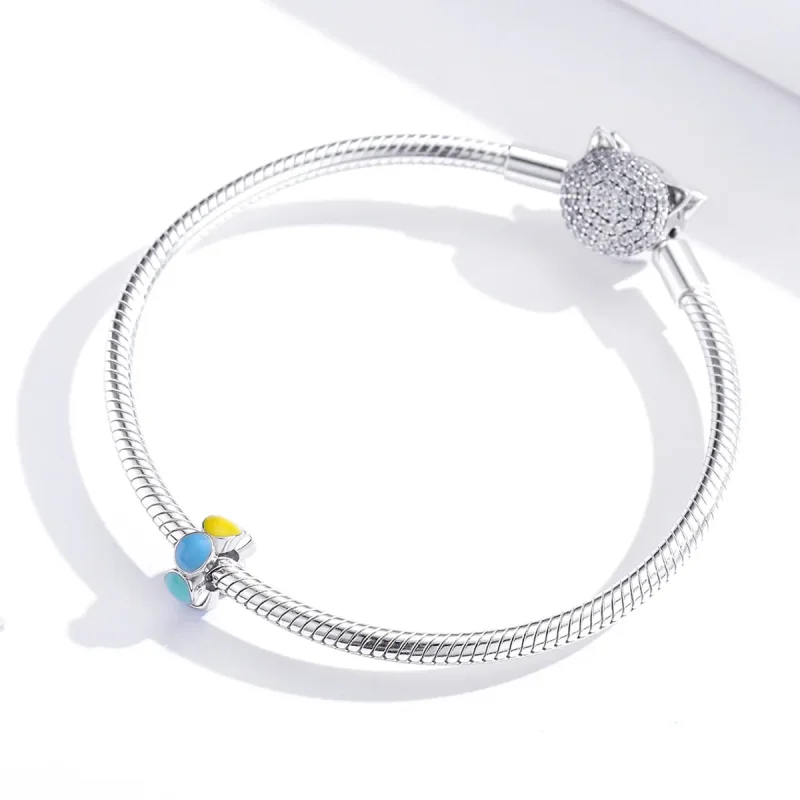 (imagine pentru) Talisman de tip distanțier Tip Pandora cu Curcubeu Bubble din argint - SCC1555 - Vizualizare 2