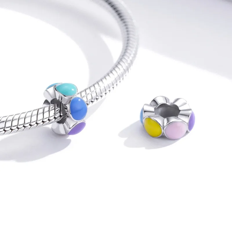 (imagine pentru) Talisman de tip distanțier Tip Pandora cu Curcubeu Bubble din argint - SCC1555 - Vizualizare 3
