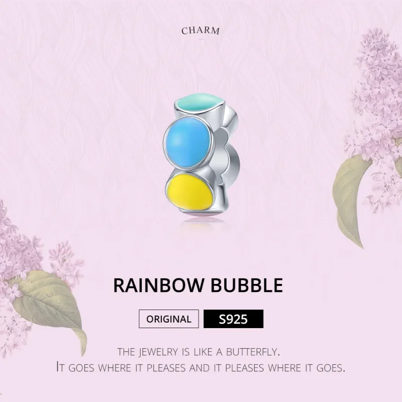 (imagine pentru) Talisman de tip distanțier Tip Pandora cu Curcubeu Bubble din argint - SCC1555 - Vizualizare 6