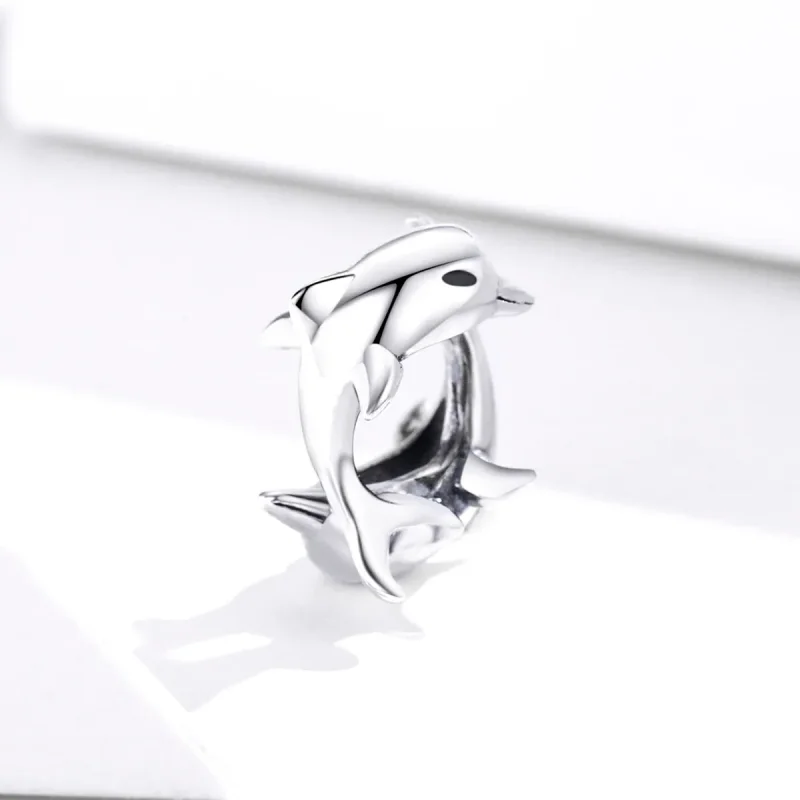 (imagine pentru) Talisman de tip distanțier Tip Pandora cu Delfinii din argint - BSC296 - Vizualizare 2