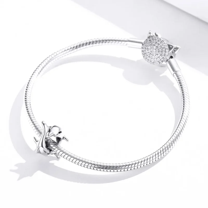 (imagine pentru) Talisman de tip distanțier Tip Pandora cu Delfinii din argint - BSC296 - Vizualizare 3