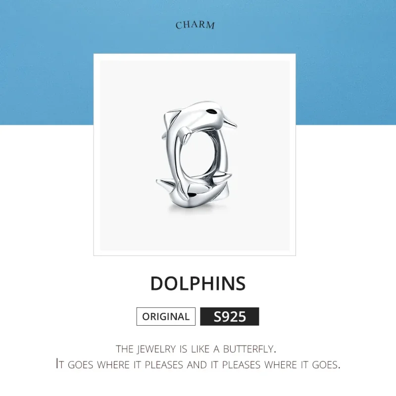 (imagine pentru) Talisman de tip distanțier Tip Pandora cu Delfinii din argint - BSC296 - Vizualizare 6