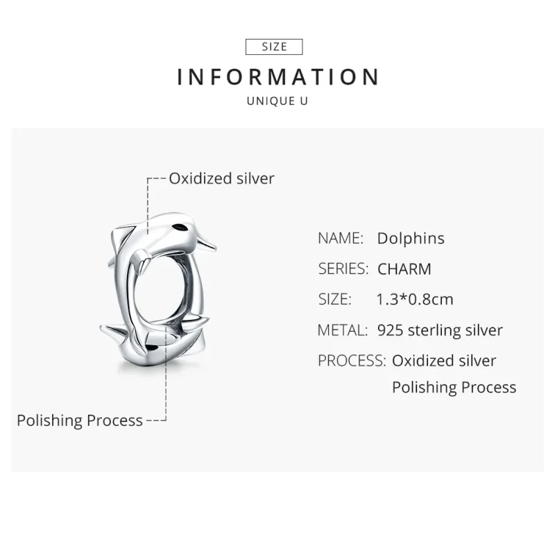 (imagine pentru) Talisman de tip distanțier Tip Pandora cu Delfinii din argint - BSC296 - Vizualizare 8