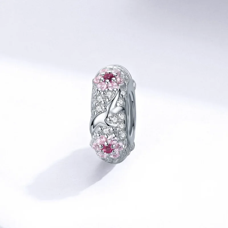(imagine pentru) Talisman de tip distanțier Tip Pandora cu Floare de prun din argint - BSC152 - Vizualizare 2