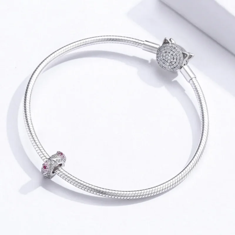 (imagine pentru) Talisman de tip distanțier Tip Pandora cu Floare de prun din argint - BSC152 - Vizualizare 3