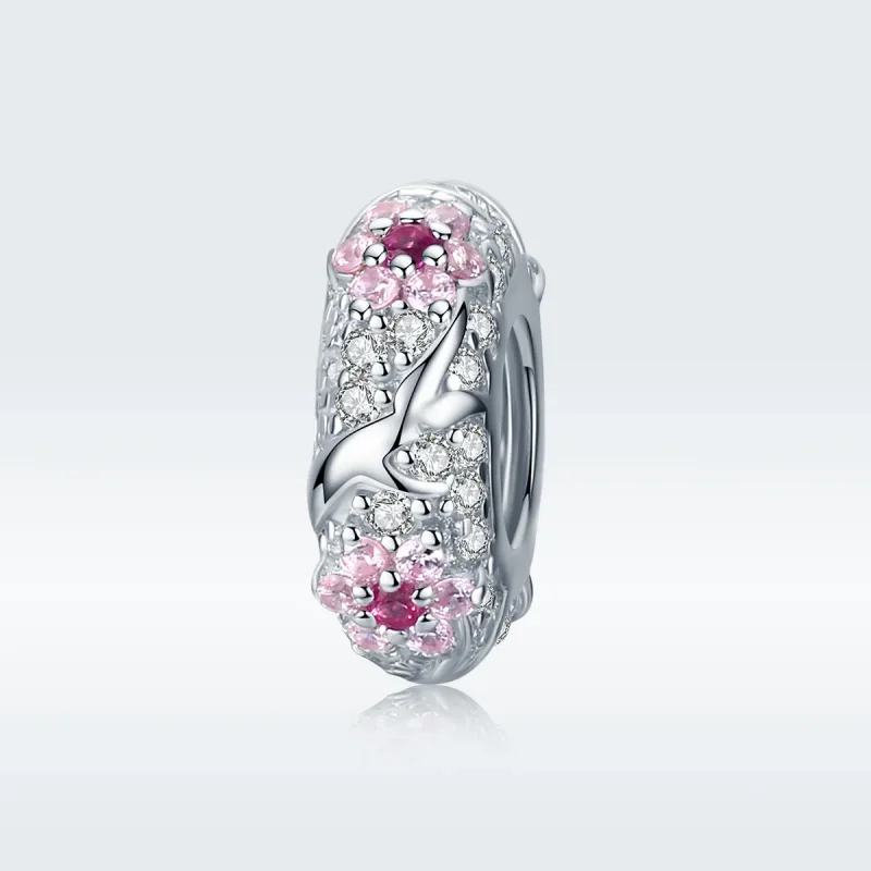 (imagine pentru) Talisman de tip distanțier Tip Pandora cu Floare de prun din argint - BSC152 - Vizualizare 5