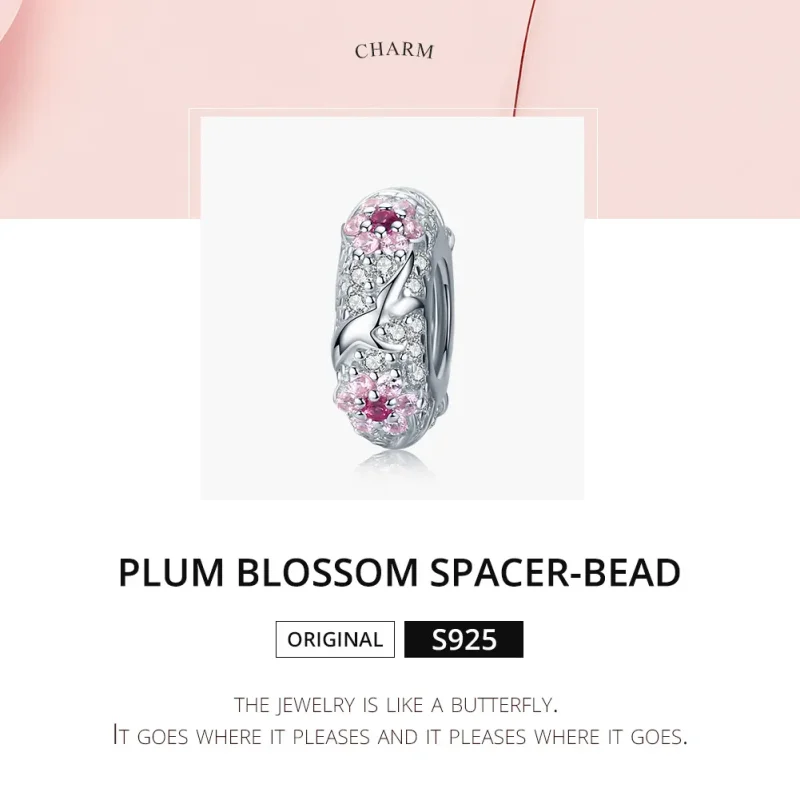 (imagine pentru) Talisman de tip distanțier Tip Pandora cu Floare de prun din argint - BSC152 - Vizualizare 6