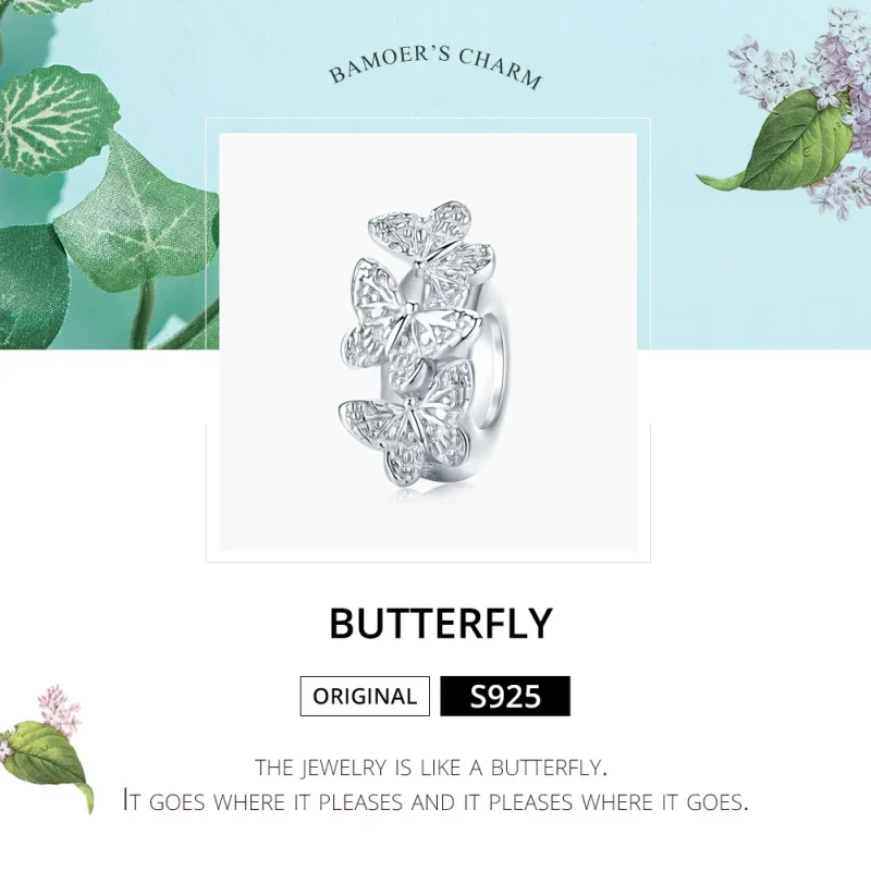 (imagine pentru) Talisman de tip distanțier Tip Pandora cu Fluture din argint - BSC120 - Vizualizare 5