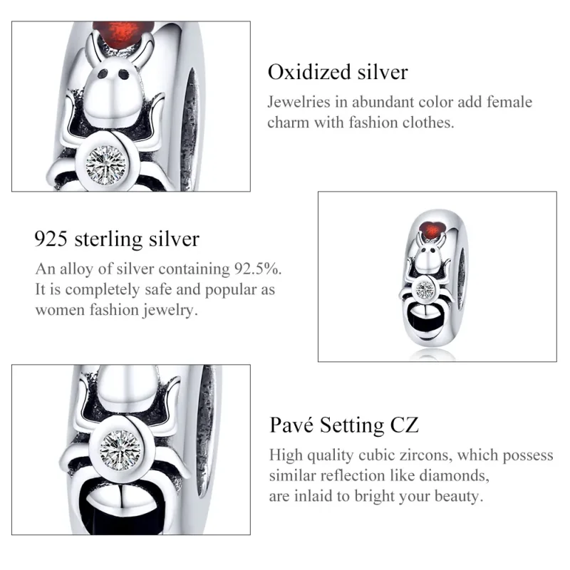 (imagine pentru) Talisman de tip distanțier Tip Pandora cu Furnică din argint - SCC1482 - Vizualizare 7