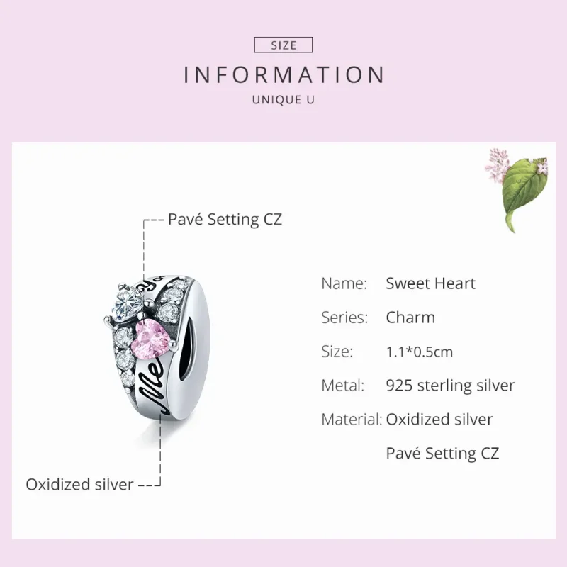 (imagine pentru) Talisman de tip distanțier Tip Pandora cu Inima dulce din argint - BSC283 - Vizualizare 7