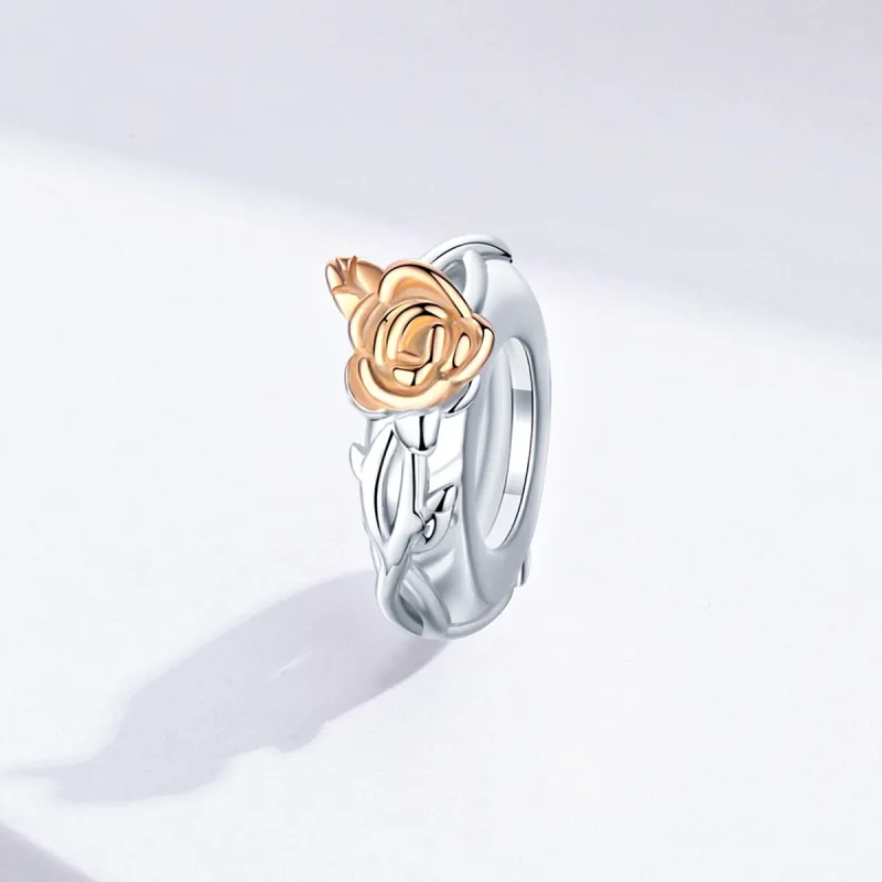 (imagine pentru) Talisman de tip distanțier Tip Pandora cu Lover Rose Flori în două tonuri în dou - Vizualizare 2