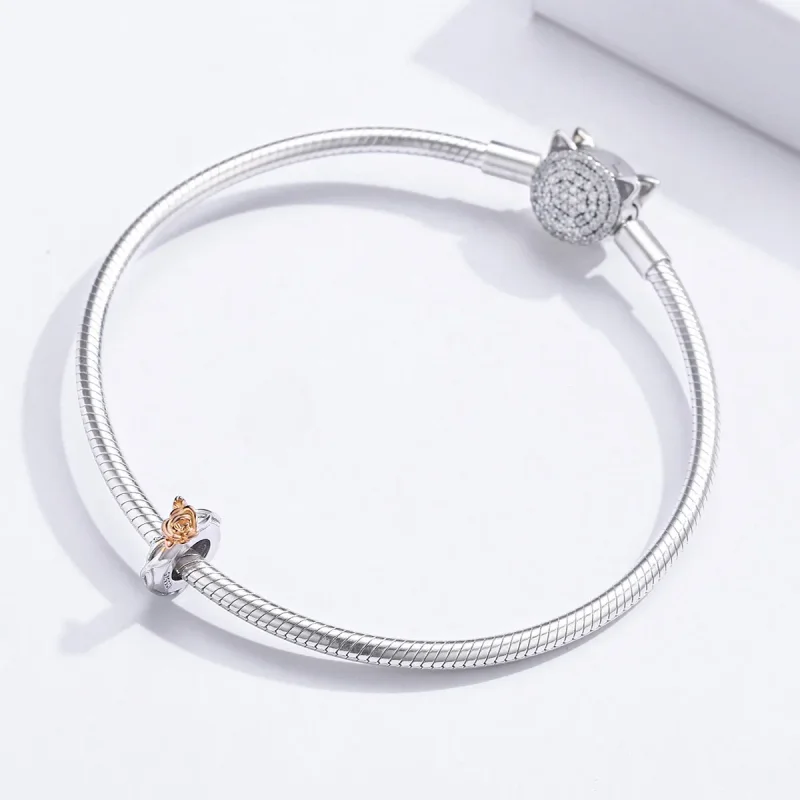 (imagine pentru) Talisman de tip distanțier Tip Pandora cu Lover Rose Flori în două tonuri în dou - Vizualizare 3