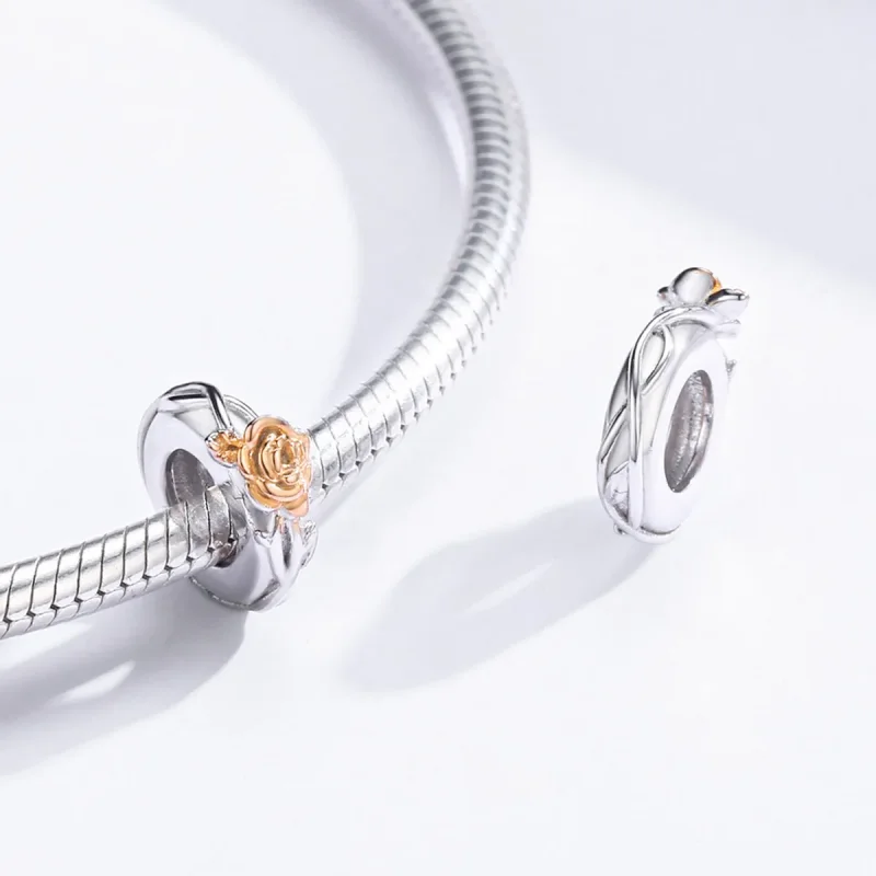 (imagine pentru) Talisman de tip distanțier Tip Pandora cu Lover Rose Flori în două tonuri în dou - Vizualizare 4