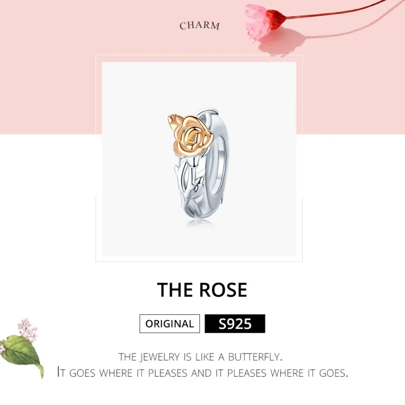 (imagine pentru) Talisman de tip distanțier Tip Pandora cu Lover Rose Flori în două tonuri în dou - Vizualizare 6