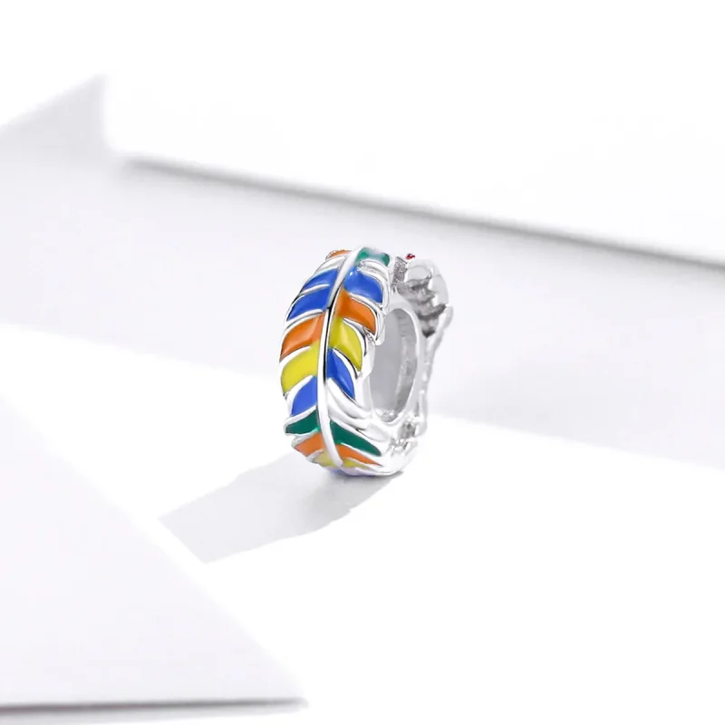 (imagine pentru) Talisman de tip distanțier Tip Pandora cu Pene colorate din argint - BSC305 - Vizualizare 2