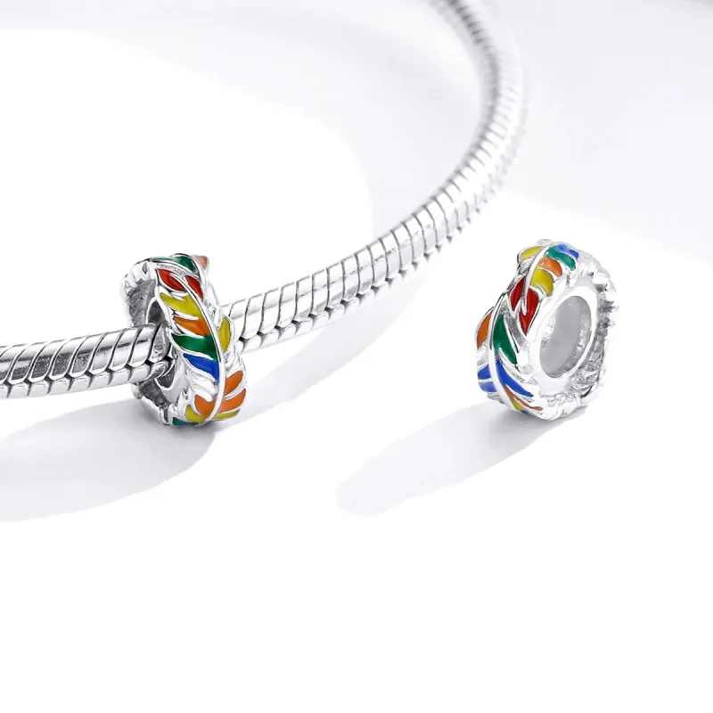 (imagine pentru) Talisman de tip distanțier Tip Pandora cu Pene colorate din argint - BSC305 - Vizualizare 4