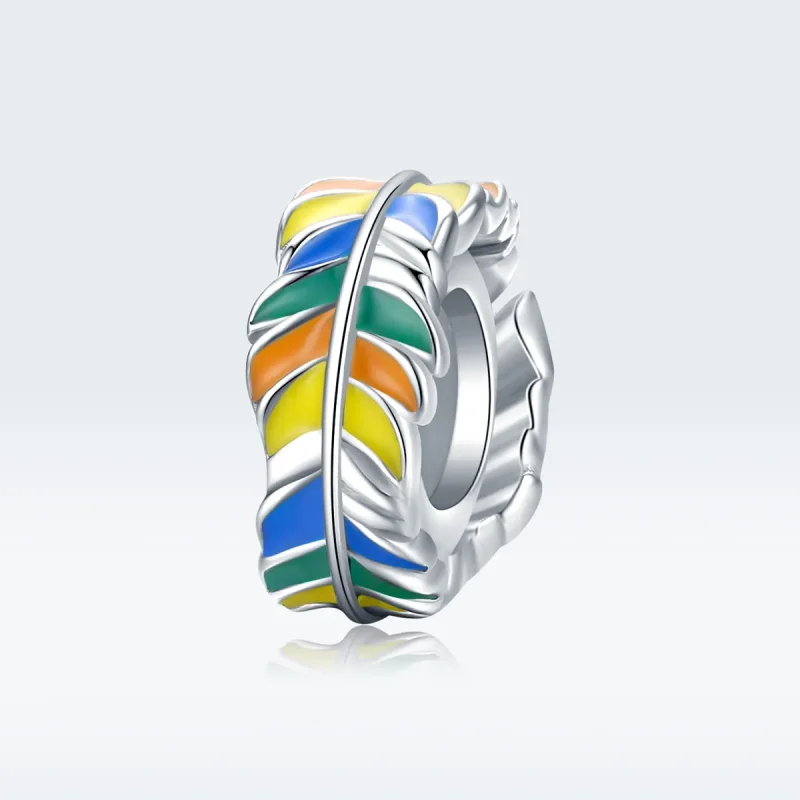 (imagine pentru) Talisman de tip distanțier Tip Pandora cu Pene colorate din argint - BSC305 - Vizualizare 5