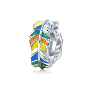 (imagine pentru) Talisman de tip distanțier Tip Pandora cu Pene colorate din argint - BSC305