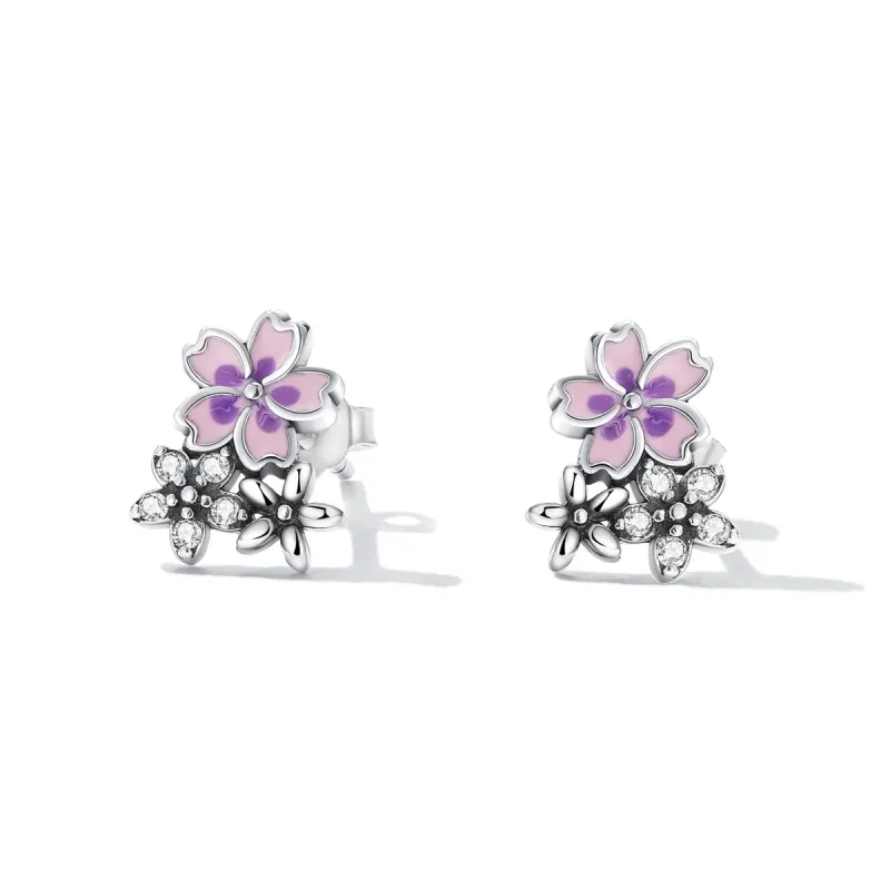 (imagine pentru) Bijuterii delicate cu flori stil Pandora - Cercei cu șurub SCE1390 - Vizualizare 2