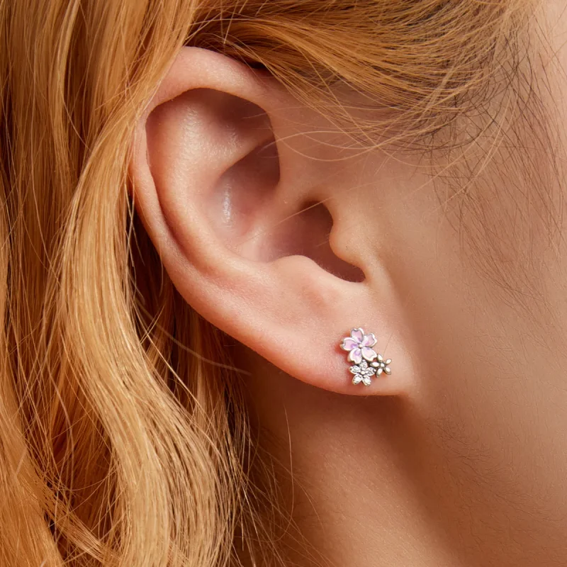 (imagine pentru) Bijuterii delicate cu flori stil Pandora - Cercei cu șurub SCE1390 - Vizualizare 7