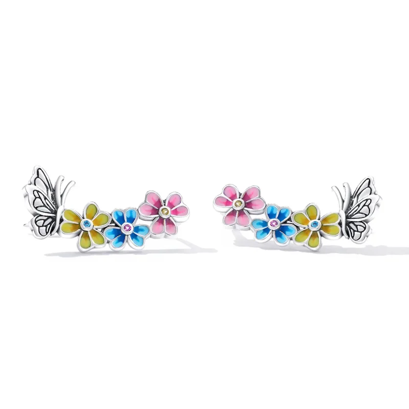 (imagine pentru) Cercei de tip fluture cu floare în stil Pandora - SCE1393 - Vizualizare 2