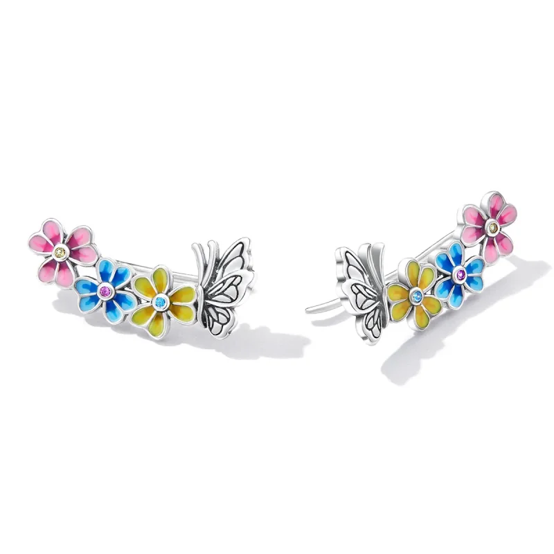 (imagine pentru) Cercei de tip fluture cu floare în stil Pandora - SCE1393 - Vizualizare 4