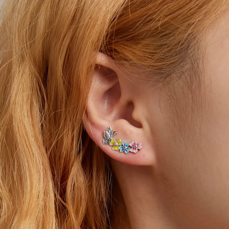 (imagine pentru) Cercei de tip fluture cu floare în stil Pandora - SCE1393 - Vizualizare 5