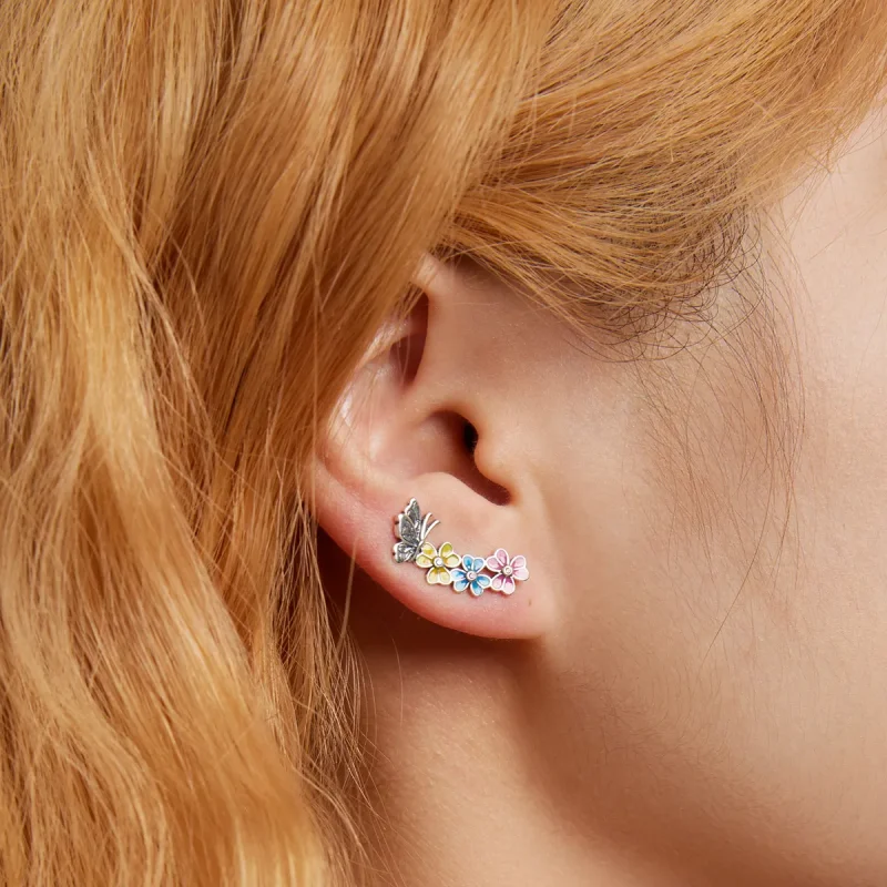 (imagine pentru) Cercei de tip fluture cu floare în stil Pandora - SCE1393 - Vizualizare 6