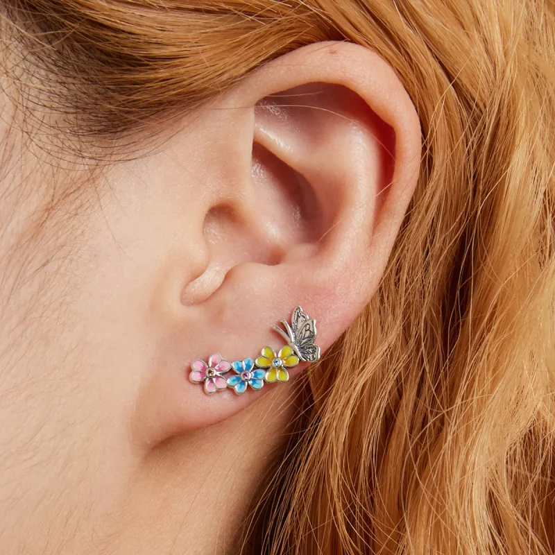 (imagine pentru) Cercei de tip fluture cu floare în stil Pandora - SCE1393 - Vizualizare 7