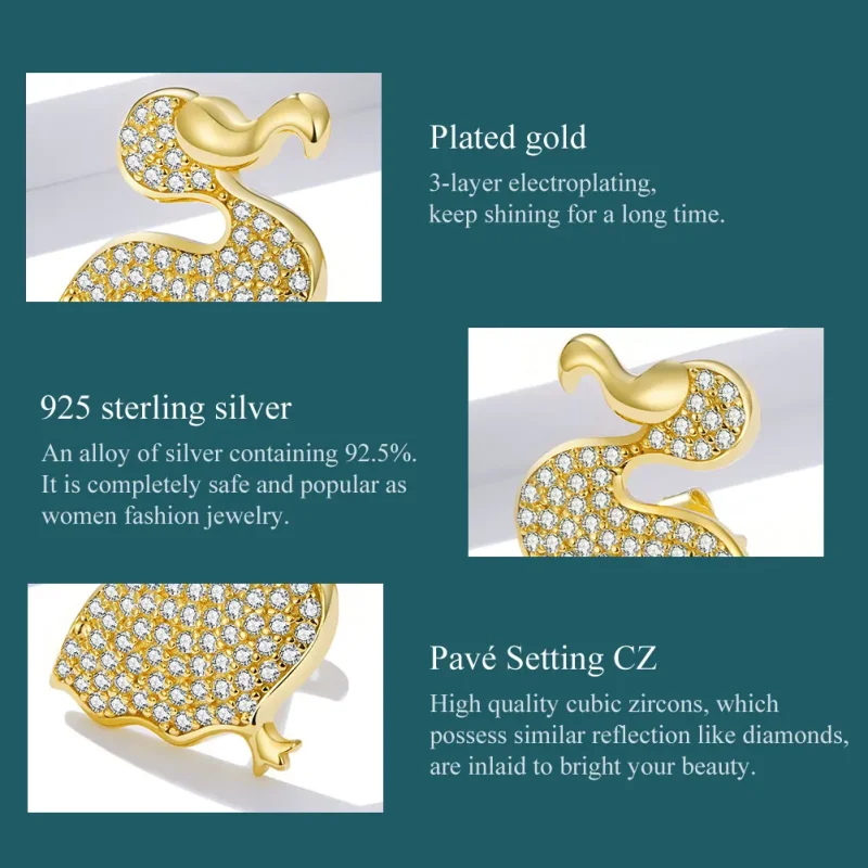 (imagine pentru) Cercei Pandora de stil Dodo Bird - BSE370 - Vizualizare 3