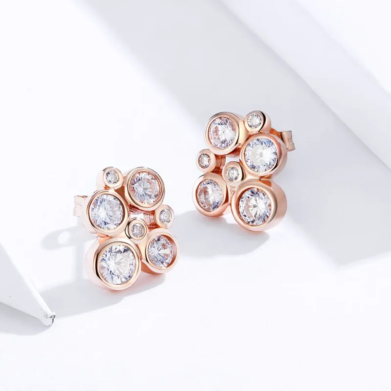 (imagine pentru) Cercei Pandora stil geometric cu buline - SCE810 - Vizualizare 2