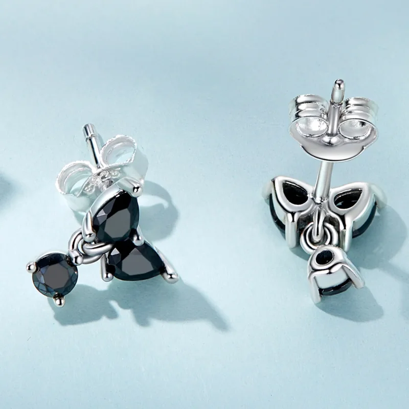 (imagine pentru) Cercei Pandora Style cu Zirconiu Negru - SCE1507 - Vizualizare 3