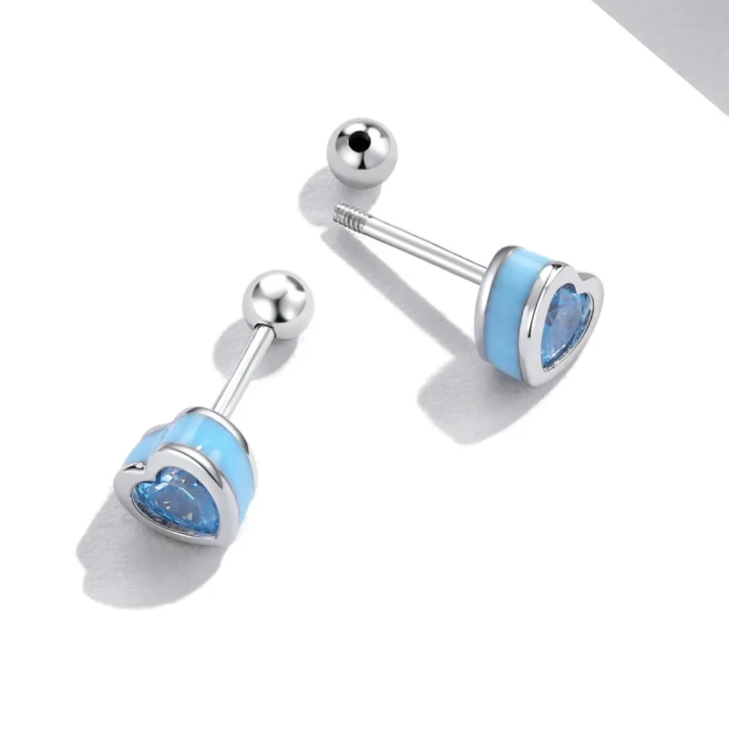 (imagine pentru) Cercei simpli de tip Pandora cu model Love - SCE1352-LB - Vizualizare 4