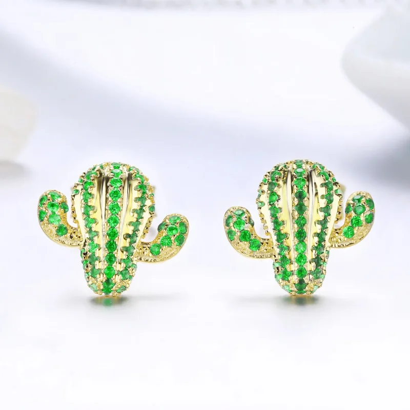 (imagine pentru) Cercei stil Pandora cu forma de cactus - BSE013 - Vizualizare 2