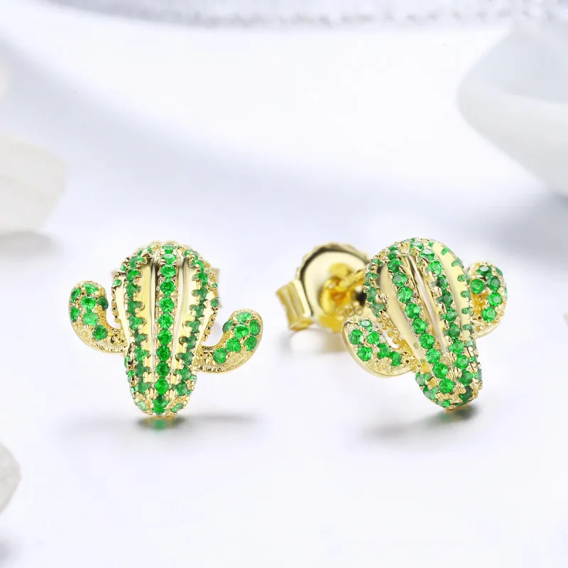 (imagine pentru) Cercei stil Pandora cu forma de cactus - BSE013 - Vizualizare 3