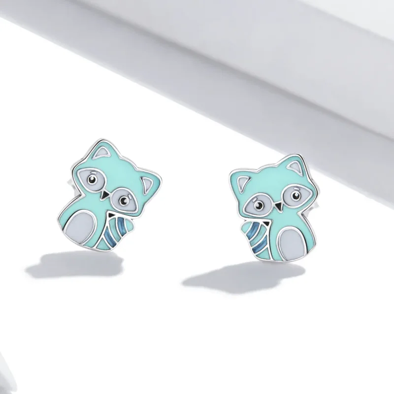 (imagine pentru) Pandora Style Baby Raccoon Stud Earrings - SCE1279 - Vizualizare 2