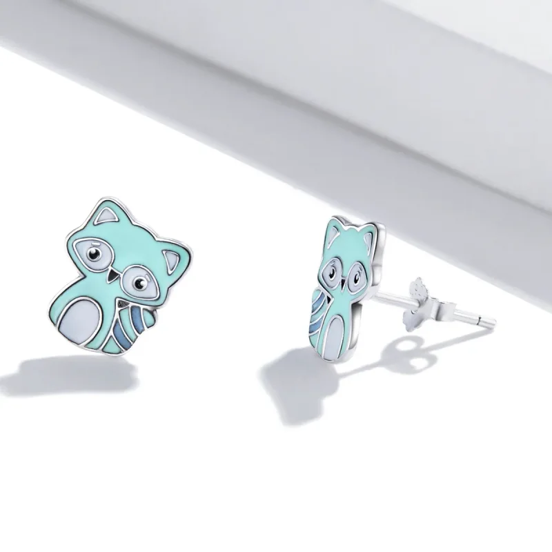(imagine pentru) Pandora Style Baby Raccoon Stud Earrings - SCE1279 - Vizualizare 3