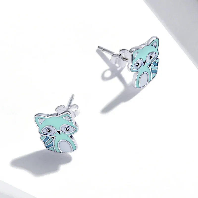 (imagine pentru) Pandora Style Baby Raccoon Stud Earrings - SCE1279 - Vizualizare 4
