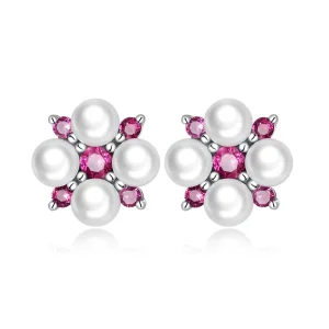 (imagine pentru) Pandora Style Bead Flower Stud Earrings - SCE1429