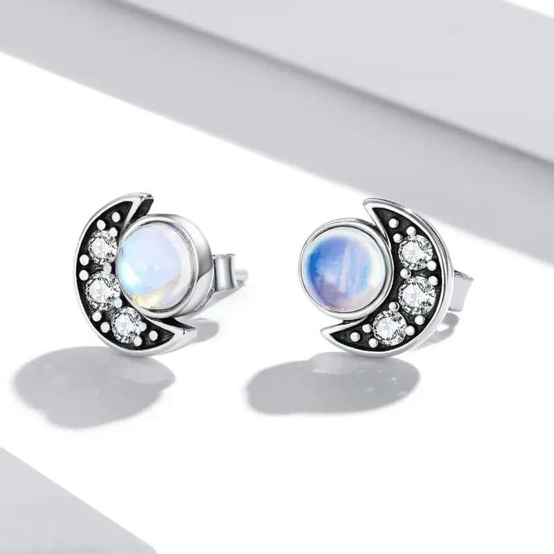 (imagine pentru) Pandora Style Bright Moon Stud Earrings - SCE1335 - Vizualizare 2