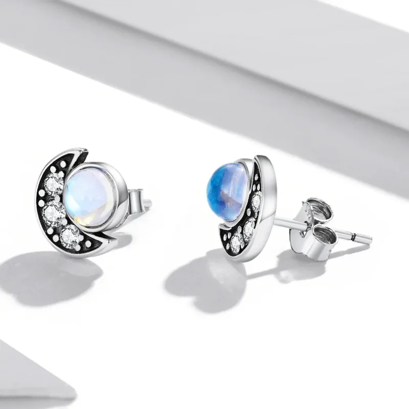 (imagine pentru) Pandora Style Bright Moon Stud Earrings - SCE1335 - Vizualizare 3