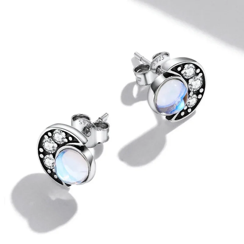 (imagine pentru) Pandora Style Bright Moon Stud Earrings - SCE1335 - Vizualizare 4
