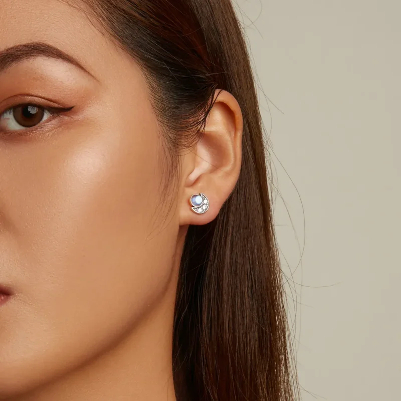(imagine pentru) Pandora Style Bright Moon Stud Earrings - SCE1335 - Vizualizare 6