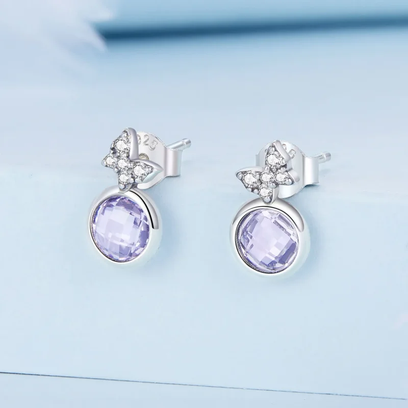 (imagine pentru) Pandora Style Butterfly Stud Earrings - BSE703 - Vizualizare 2