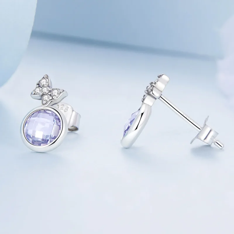(imagine pentru) Pandora Style Butterfly Stud Earrings - BSE703 - Vizualizare 3